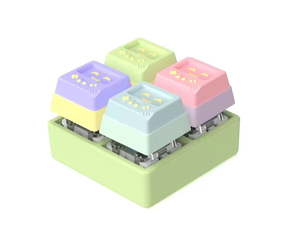 4Keys Finger Button Anti-Stress Toys Mechanical Keyboard Keycaps Office Decompression Calming Keychain Gifts for Children Adults