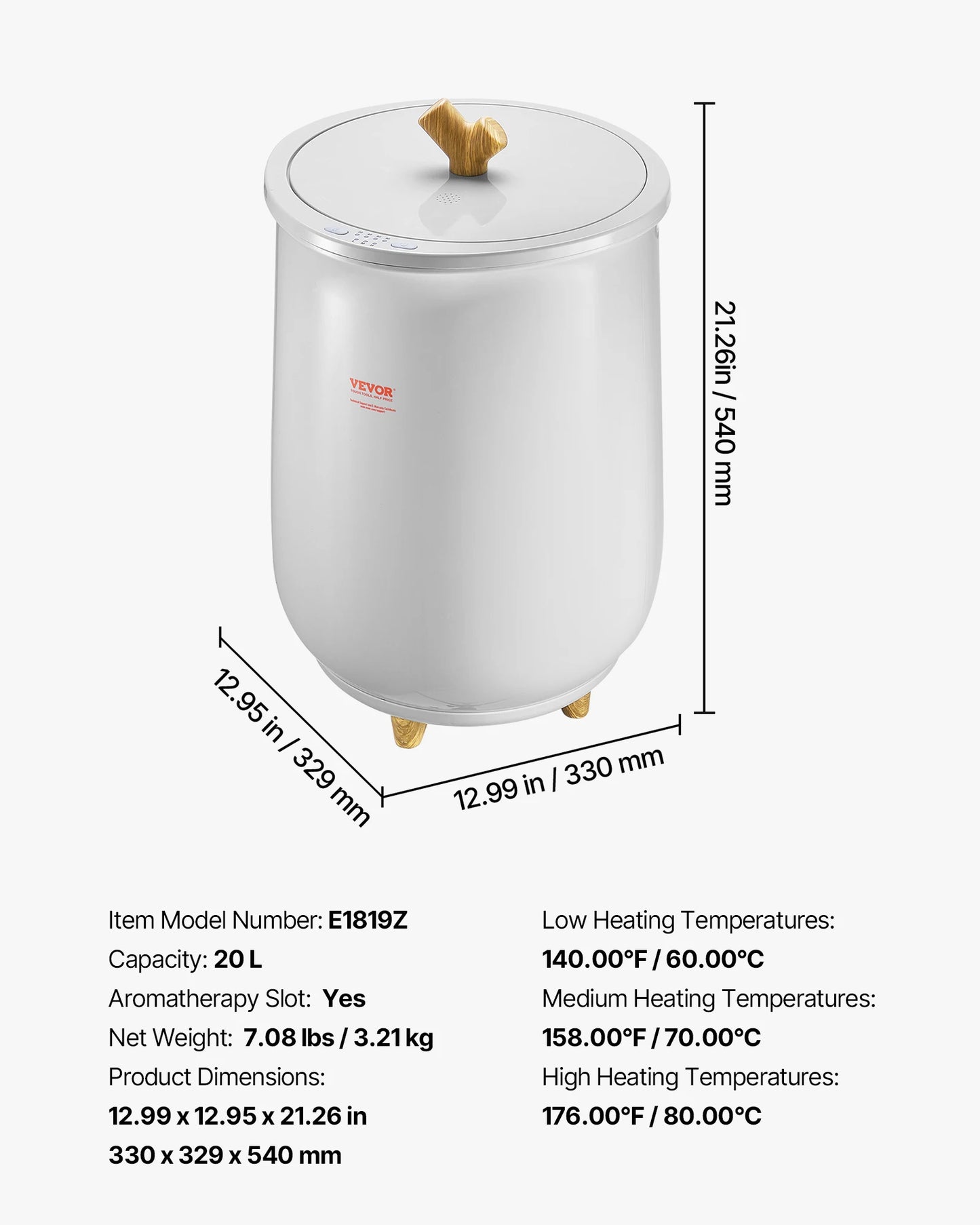 SucceBuy Towel Warmer Bucket 20L Heated Towel Warmer w/ LED Light Auto Shut off & Temperature Setting Large Blanket Warmers SPA